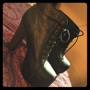 Black leather boots